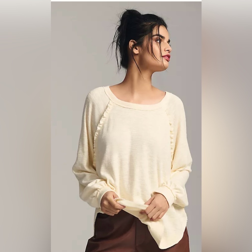 PILCRO RUFFLED RAGLAN THERMAL TOP